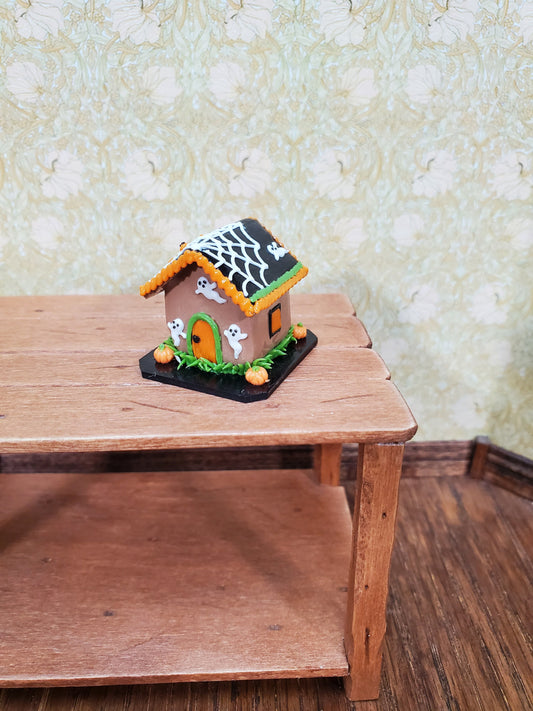 Dollhouse Halloween Gingerbread House 1:12 Scale Ghosts Spiders Pumpkins