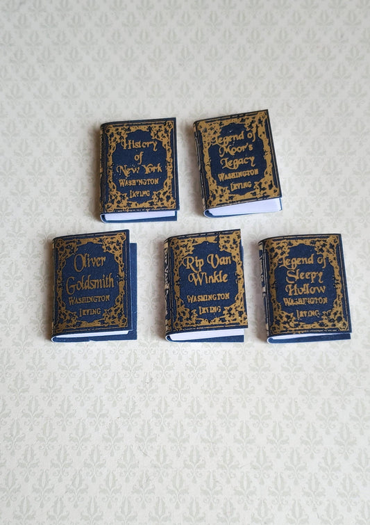 Dollhouse Miniature Book Set x5 Washington Irving 1:12 Scale (blank inside)