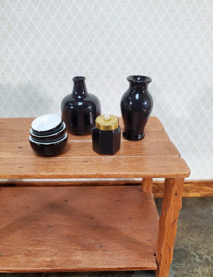 Dollhouse Vase Black Bouquet Style Large Real Glass 1:12 Scale Miniature for flowers