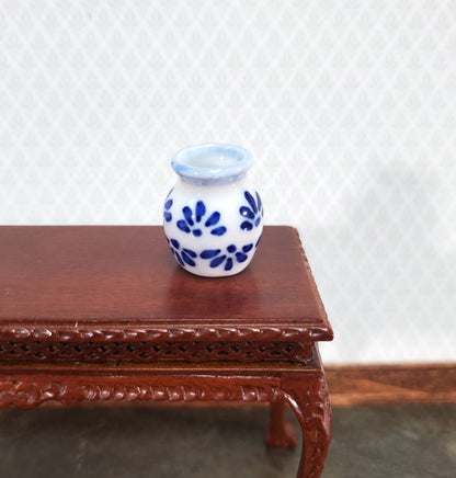 Dollhouse Vase Blue & White Ceramic Decorative for Flowers 1:12 Scale Miniature