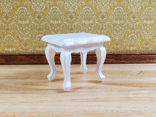 Dollhouse Side or End Table Curvy Top White 1:12 Scale Miniature Wood Furniture