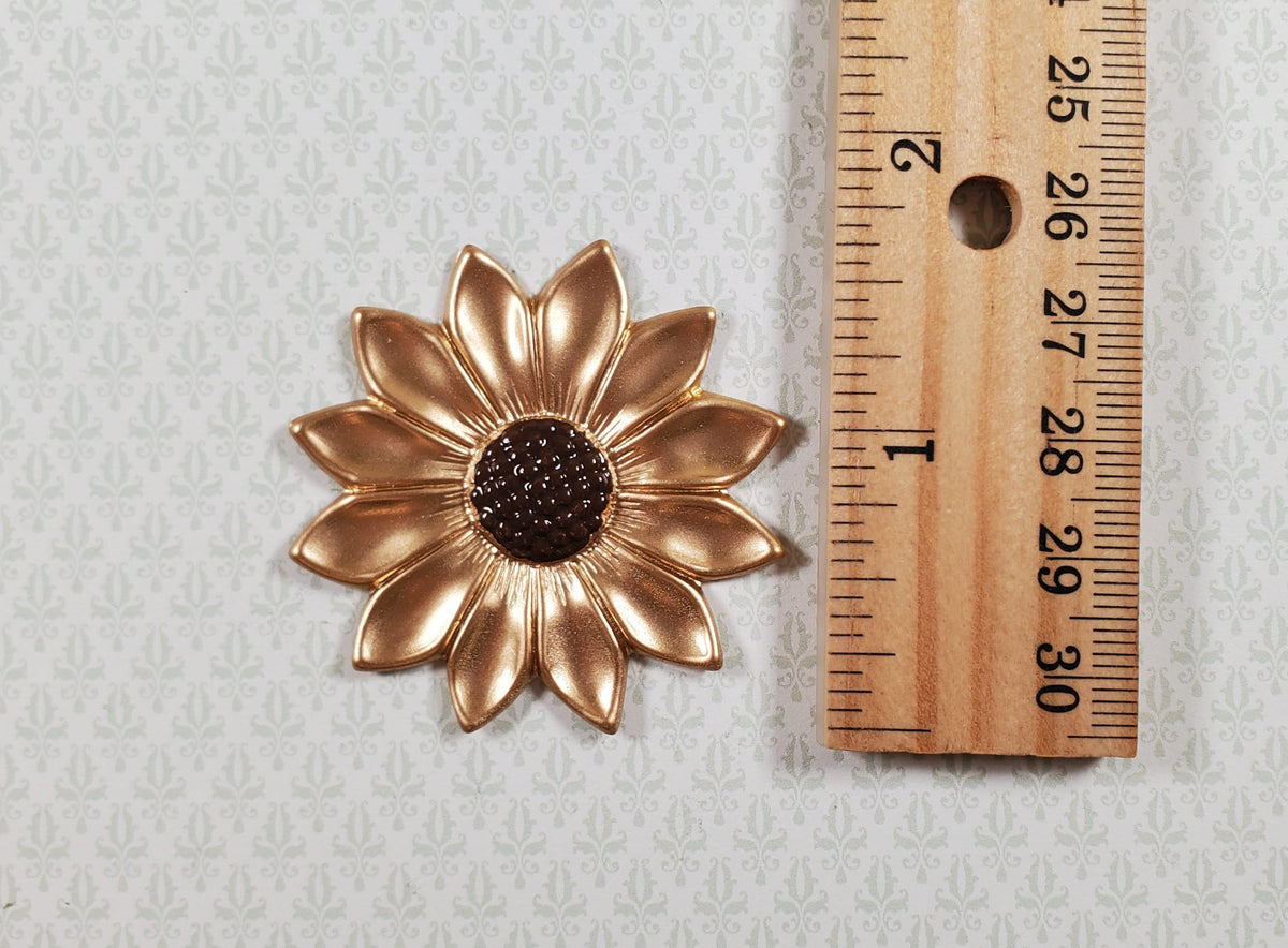 Large Flower Gold Metal Embellishment Wall Art 1 3/4" Hand Painted