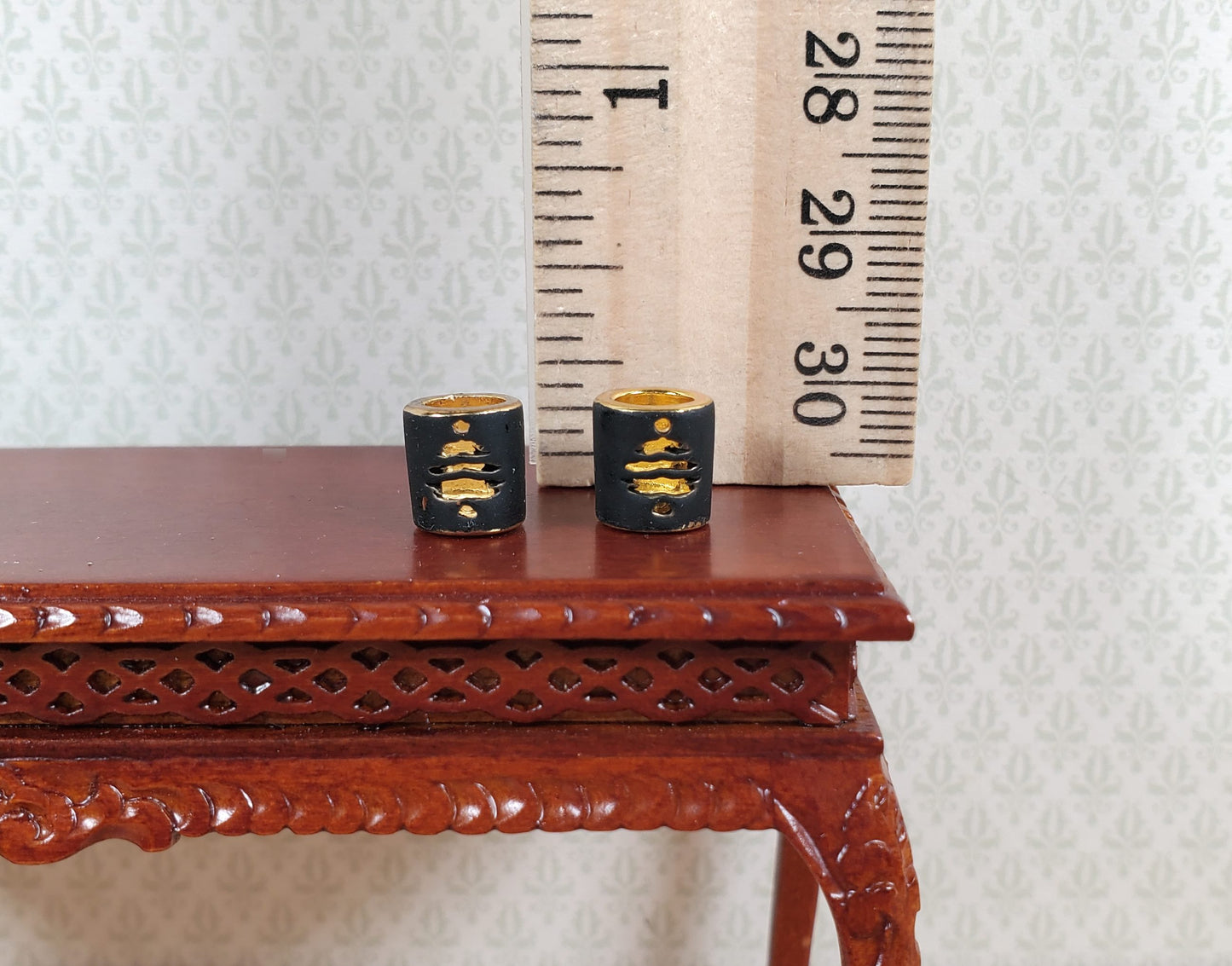 Dollhouse Christmas Votive Candle Holders Set of 2 Metal 1:12 Scale Miniatures