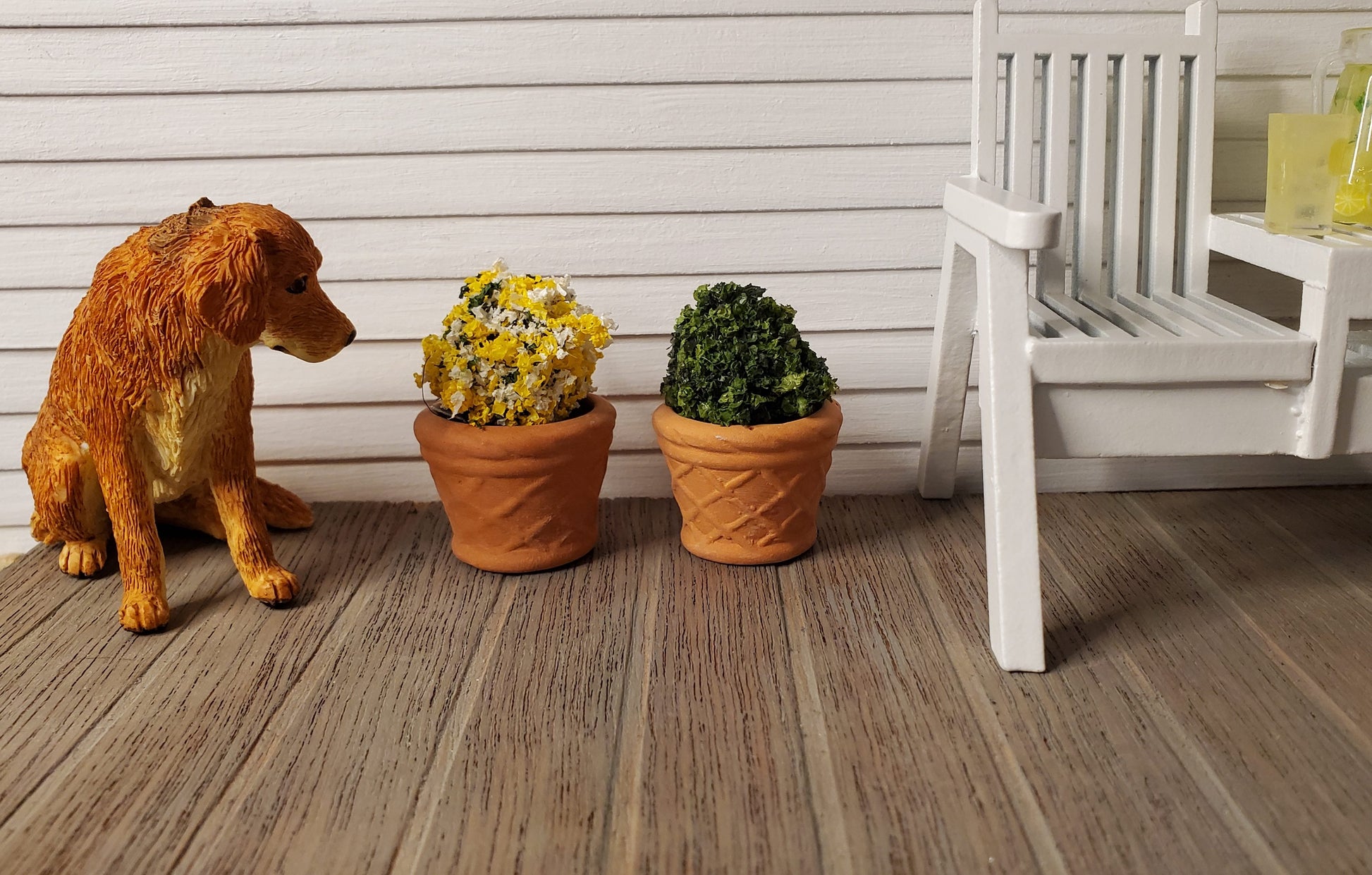 Dollhouse Terra Cotta Pots Planters Set of 2 Unglazed 1:12 Scale Miniatures