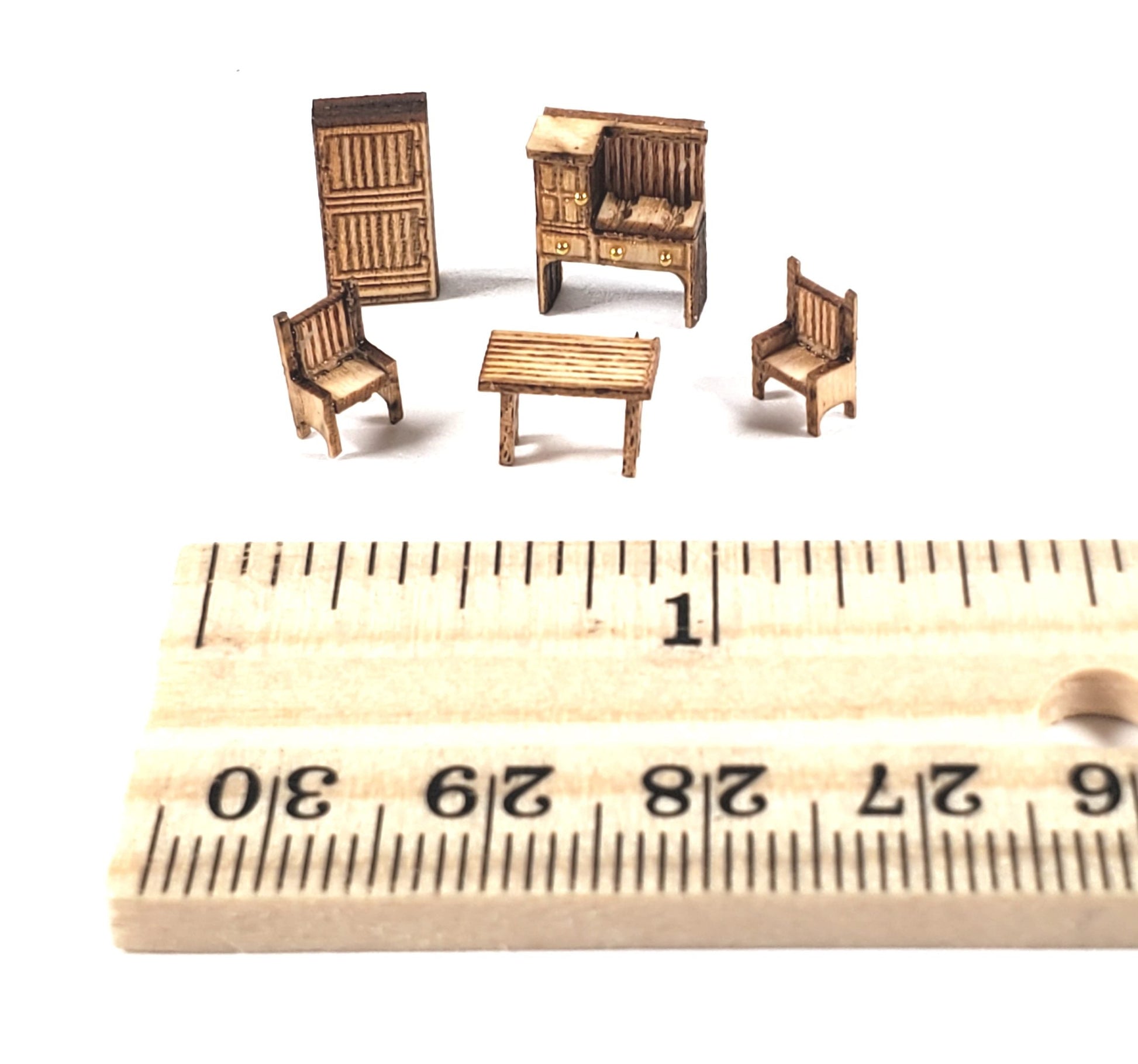 Dollhouse 1:144 Scale Furniture KIT DIY Country Kitchen Stove Table Fridge