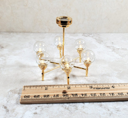 Dollhouse Chandelier Mid Century Modern 6 Arm Wand Battery 1:12 Scale