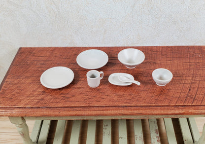 Dollhouse Dinner Place Setting 7 pcs Tan Painted Metal 1:12 Scale Miniatures