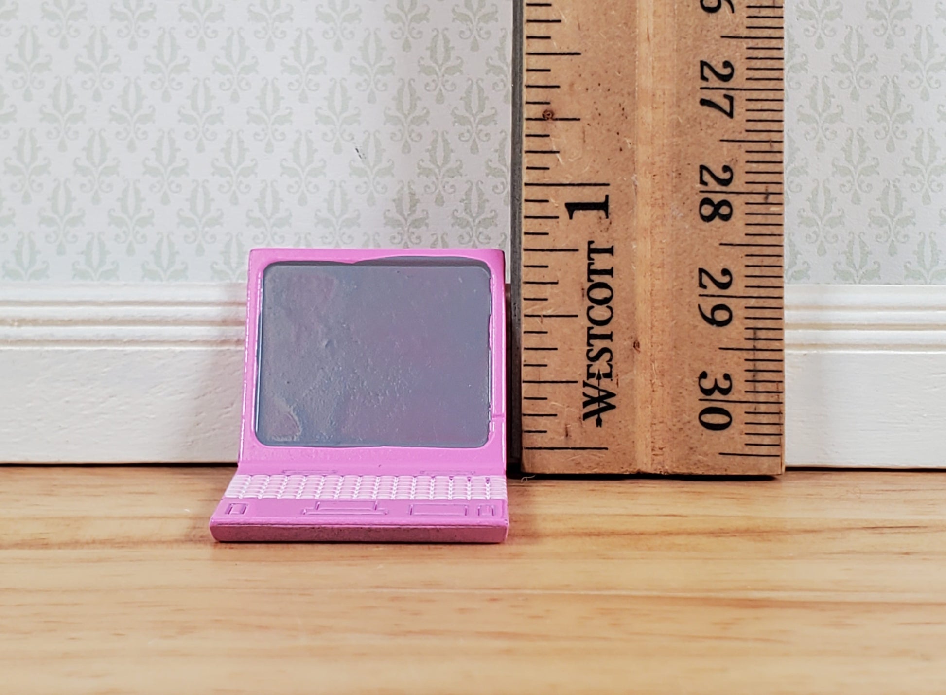 Dollhouse Modern Laptop Computer PINK Metal 1:12 Scale Miniature