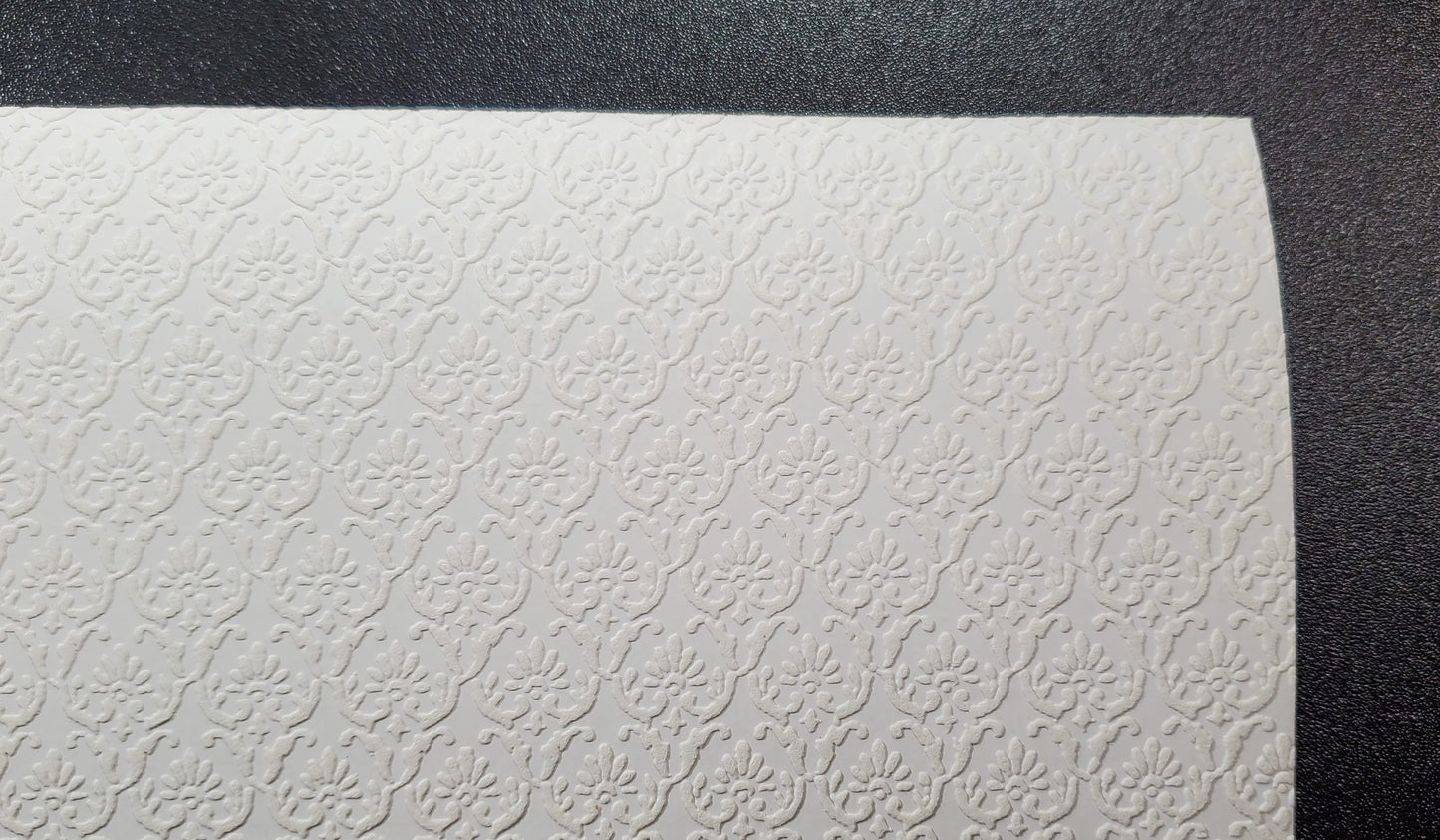 Dollhouse White on White Embossed Wallpaper x3 Sheets Art Nouveau 1:12 Scale