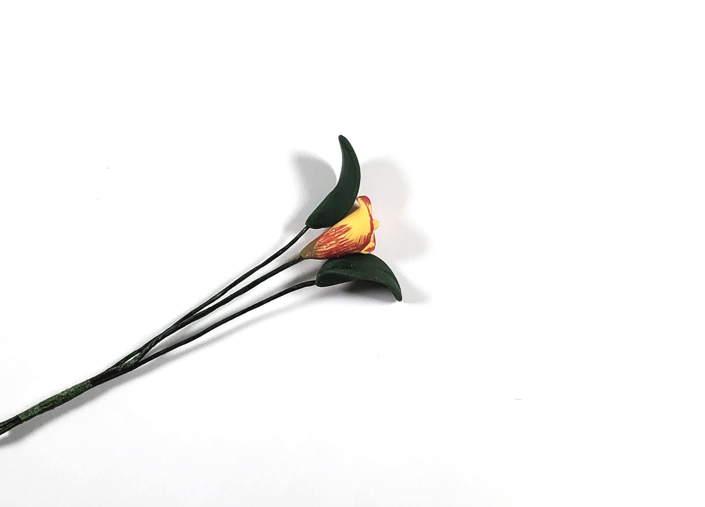 Dollhouse Yellow and Red Calla Lily Single Stem 1:12 Scale Miniature