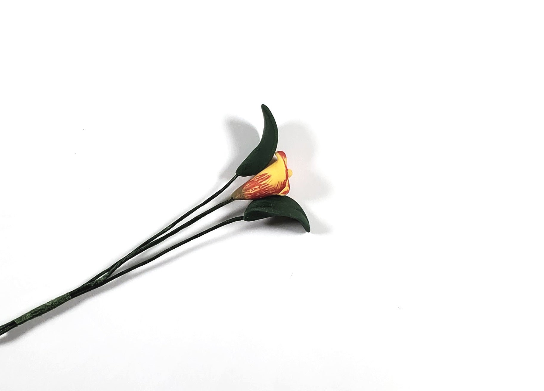 Dollhouse Yellow and Red Calla Lily Single Stem 1:12 Scale Miniature