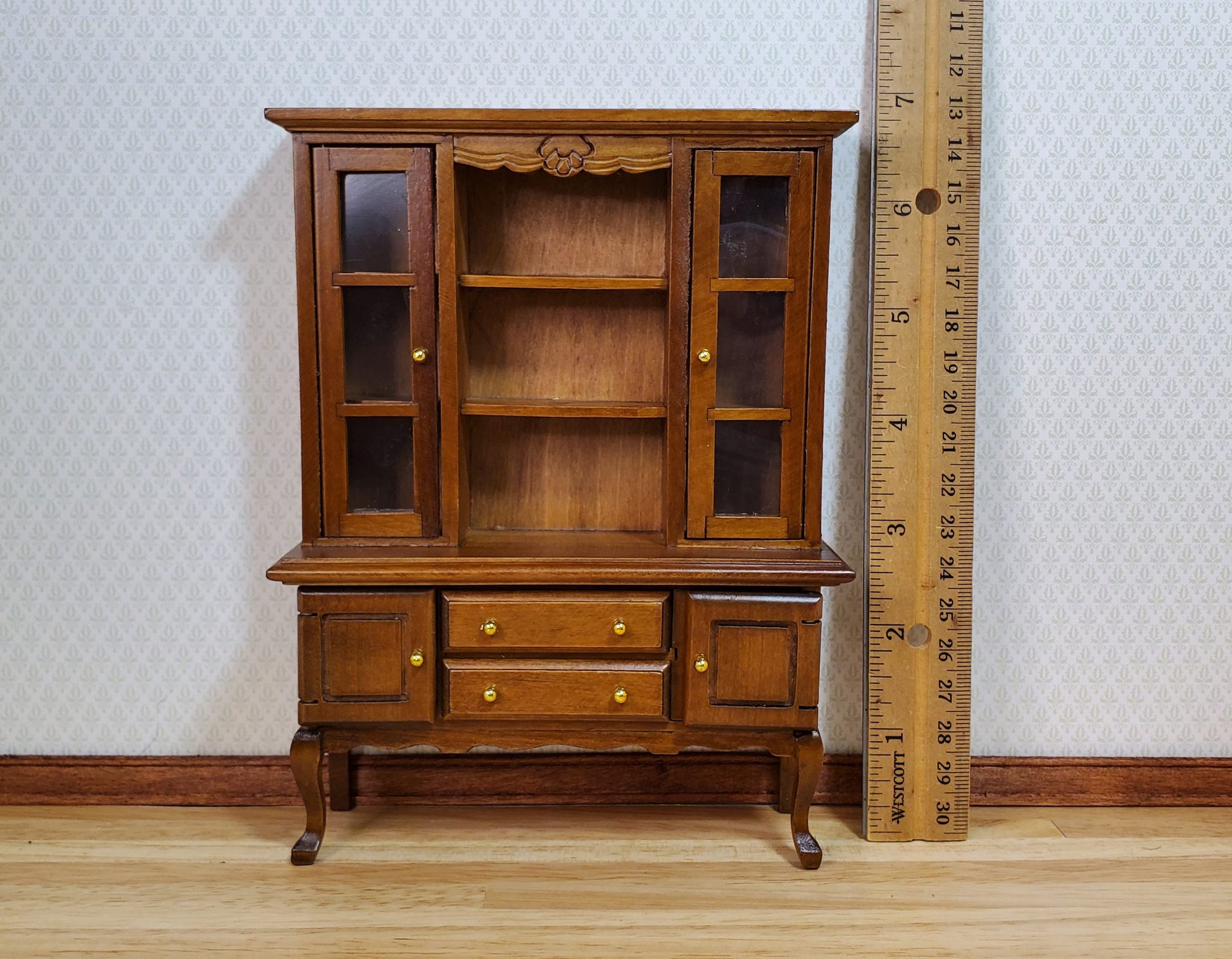 Dollhouse Hutch Cabinet Queen Anne Style Wood 1:12 Scale Miniature Furniture