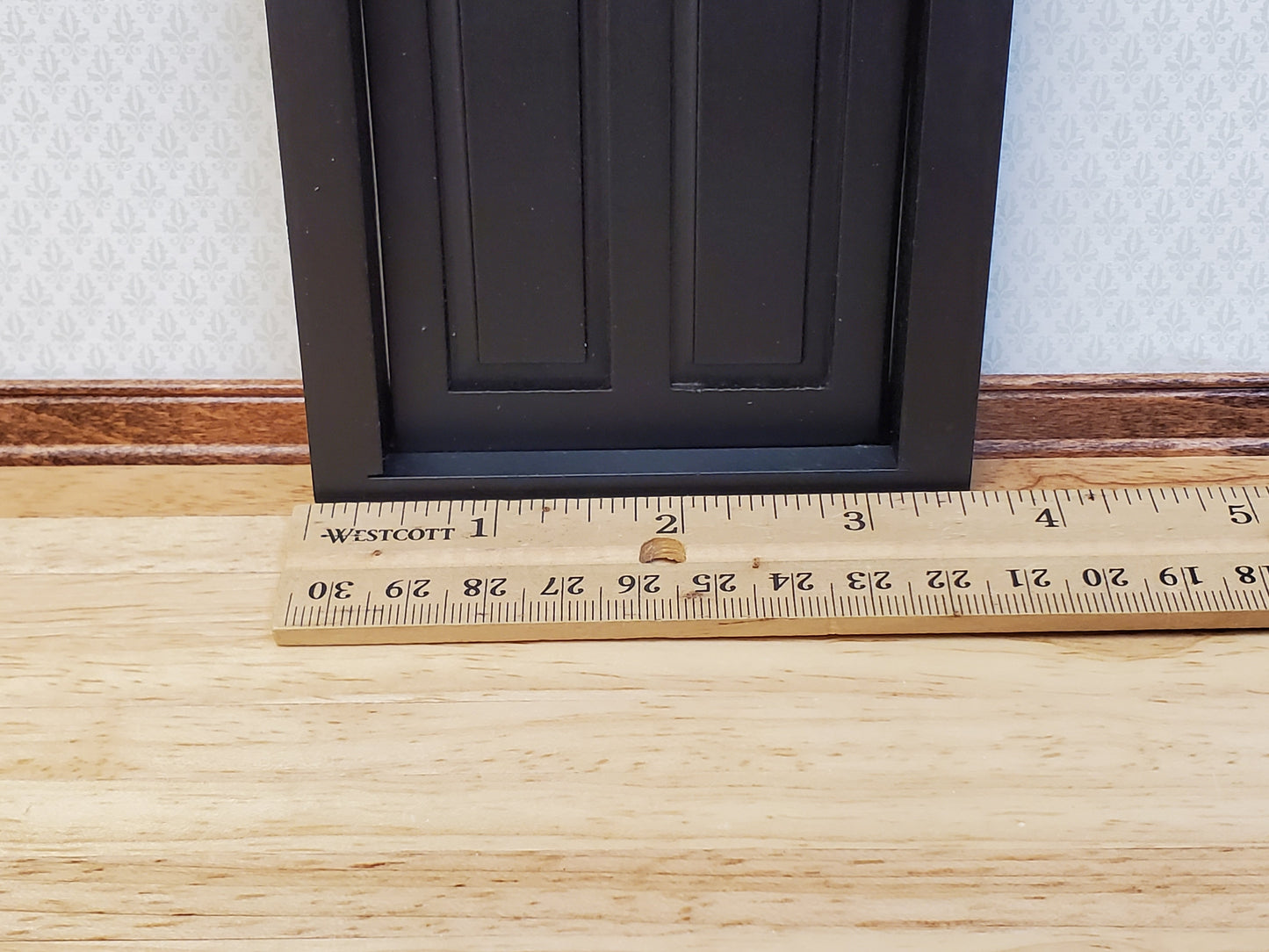 Dollhouse Door Exterior Front Door with Windows BLACK 1:12 Scale Miniature