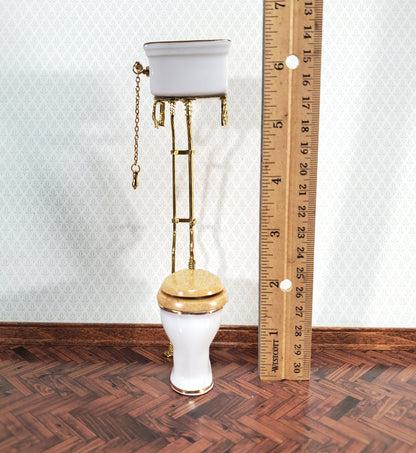 Reutter's Dollhouse Toilet High Tank Vintage Style Porcelain 1:12 Scale Bathroom Miniature