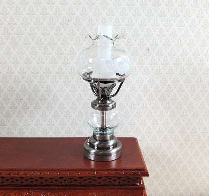 Dollhouse Light Hurricane Oil Lamp Battery Operated 1:12 Scale Aged Pewter