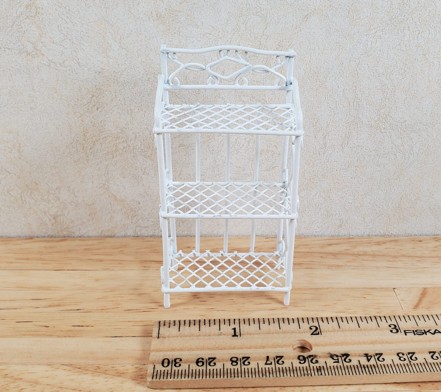 Dollhouse White Metal Shelf Small 3 Shelves 1:12 Scale Miniature Kitchen Bakery