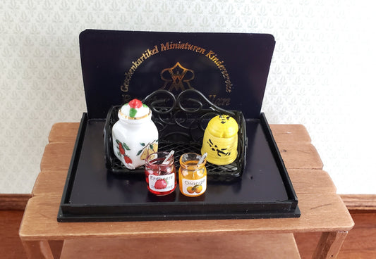 Dollhouse Miniature Shelf with Jam Jelly Honey Biscuits Reutter Porcelain 1:12 Scale