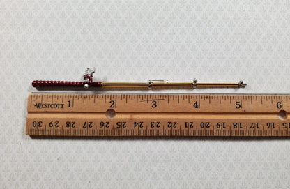 Dollhouse Fishing Rod & Reel Pole 5 1/8" Long 1:12 Scale Miniature Metal