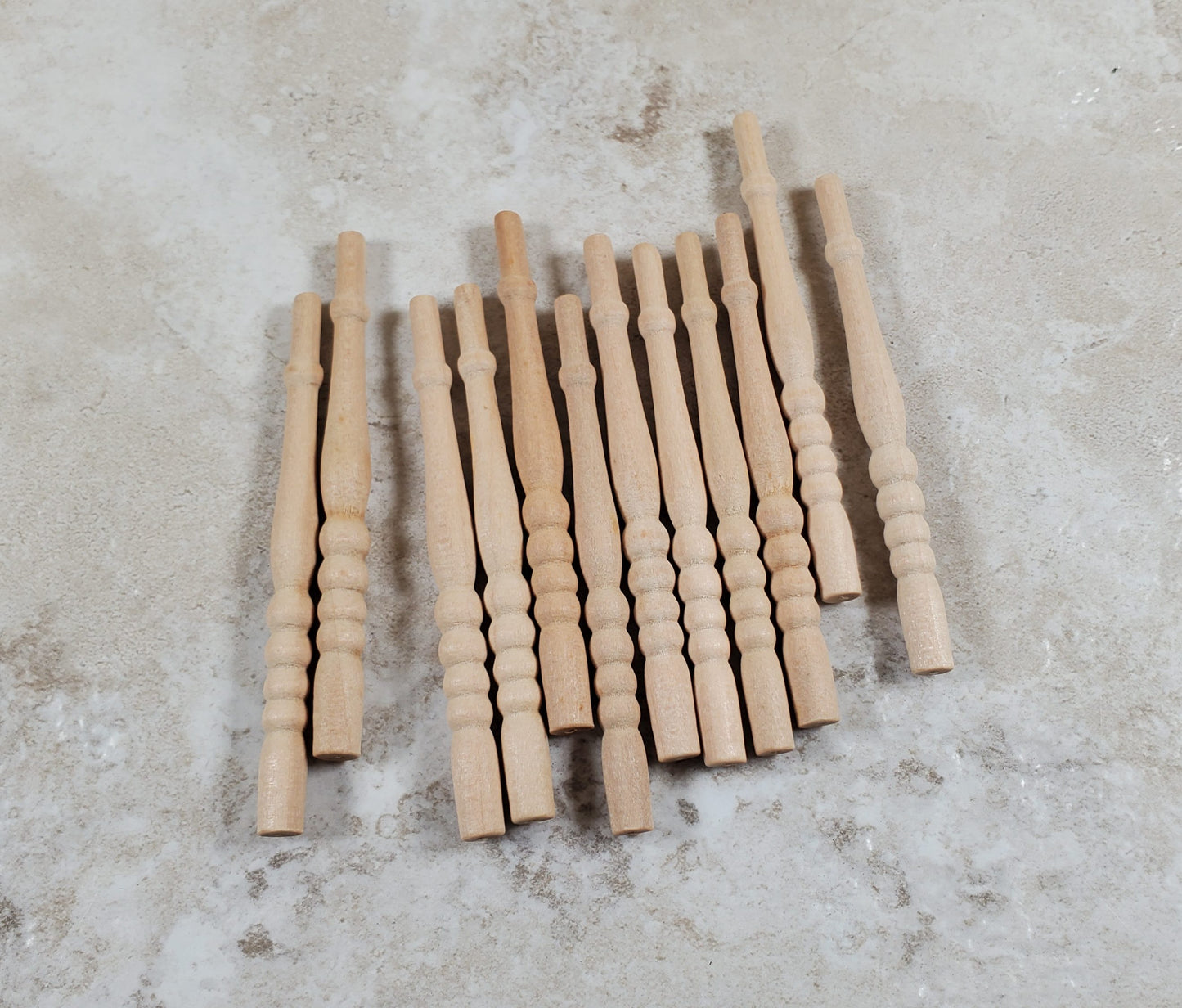 Dollhouse Spindles Balusters Wood 2 5/8" tall1:12 Scale Miniature Set of 12