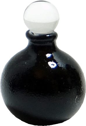 Dollhouse Black Small Round Bottom Jar with Fancy Stopper 1:12 Scale Miniature