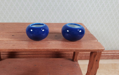 Dollhouse Ceramic Vase or Planter Small Deep Blue Round 1:12 Scale Miniature