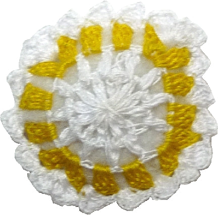 Dollhouse Hand Crocheted Pillow White with Yellow Trim 1:12 Scale Miniature