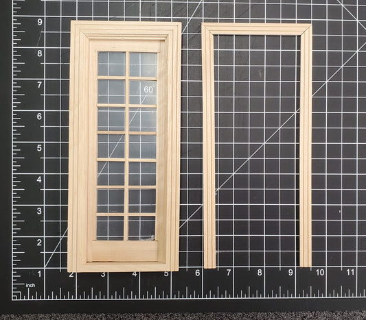 Dollhouse Single French Door Interior or Exterior 14 Pane 1:12 Scale Miniature