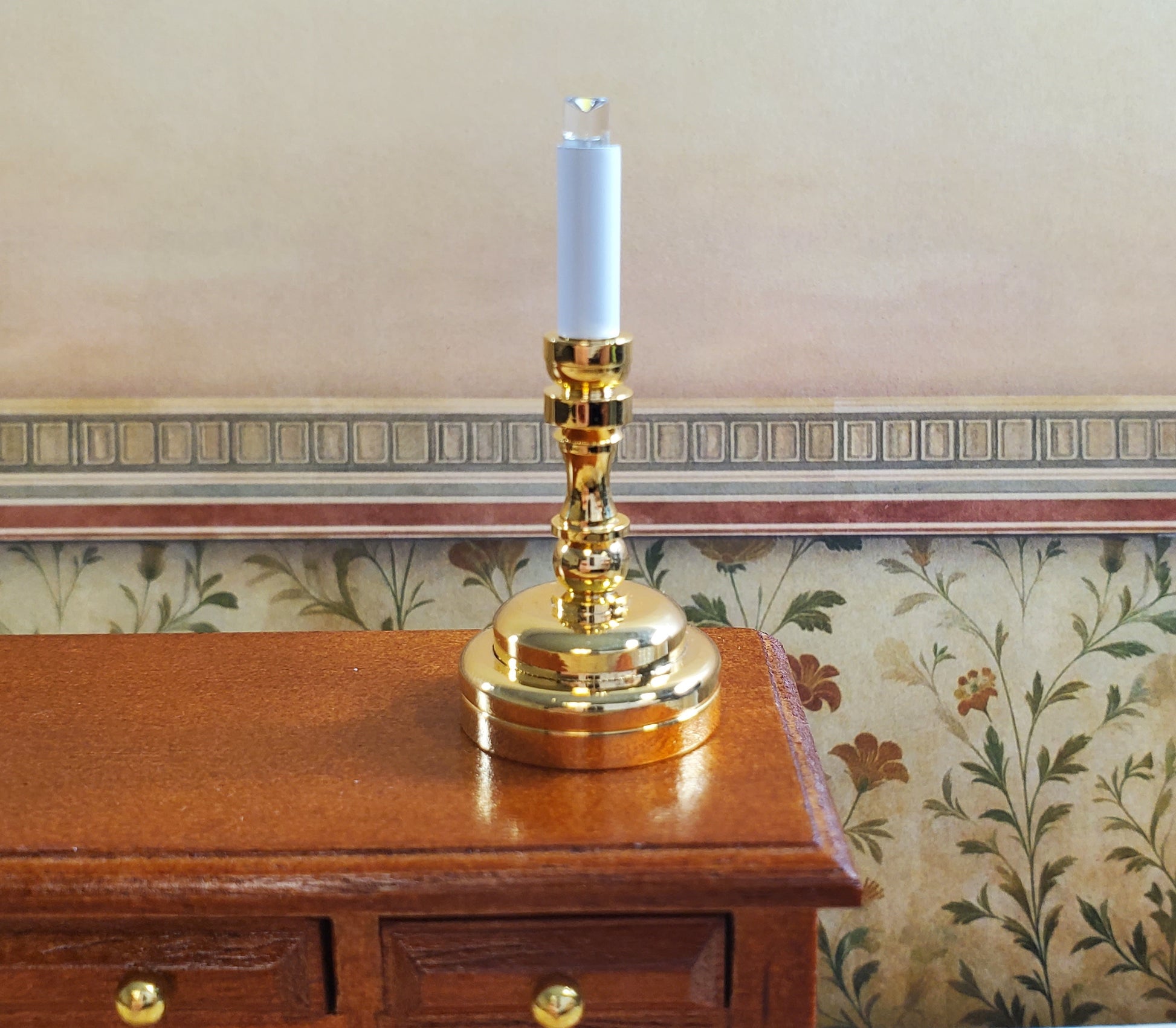 Dollhouse Battery Light with Wand Candle Stick Large 1:12 or 1/6 Scale Lamp