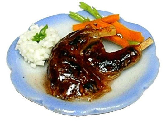 Dollhouse Roasted Duck Dinner on a Scalloped Plate 1:12 Scale Miniature Food