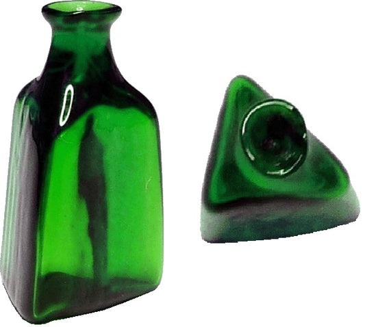 Dollhouse Green Triangular Medicine Bottle 1:12 Scale Miniature Decoration Drink