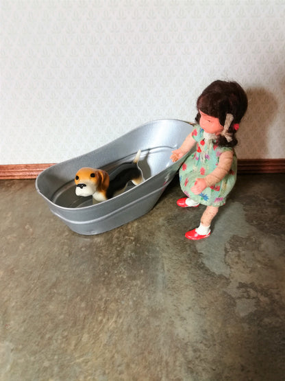 Dollhouse Tub "Galvanized" Small Metal 1:12 Scale Miniature Bathroom Hip Bath