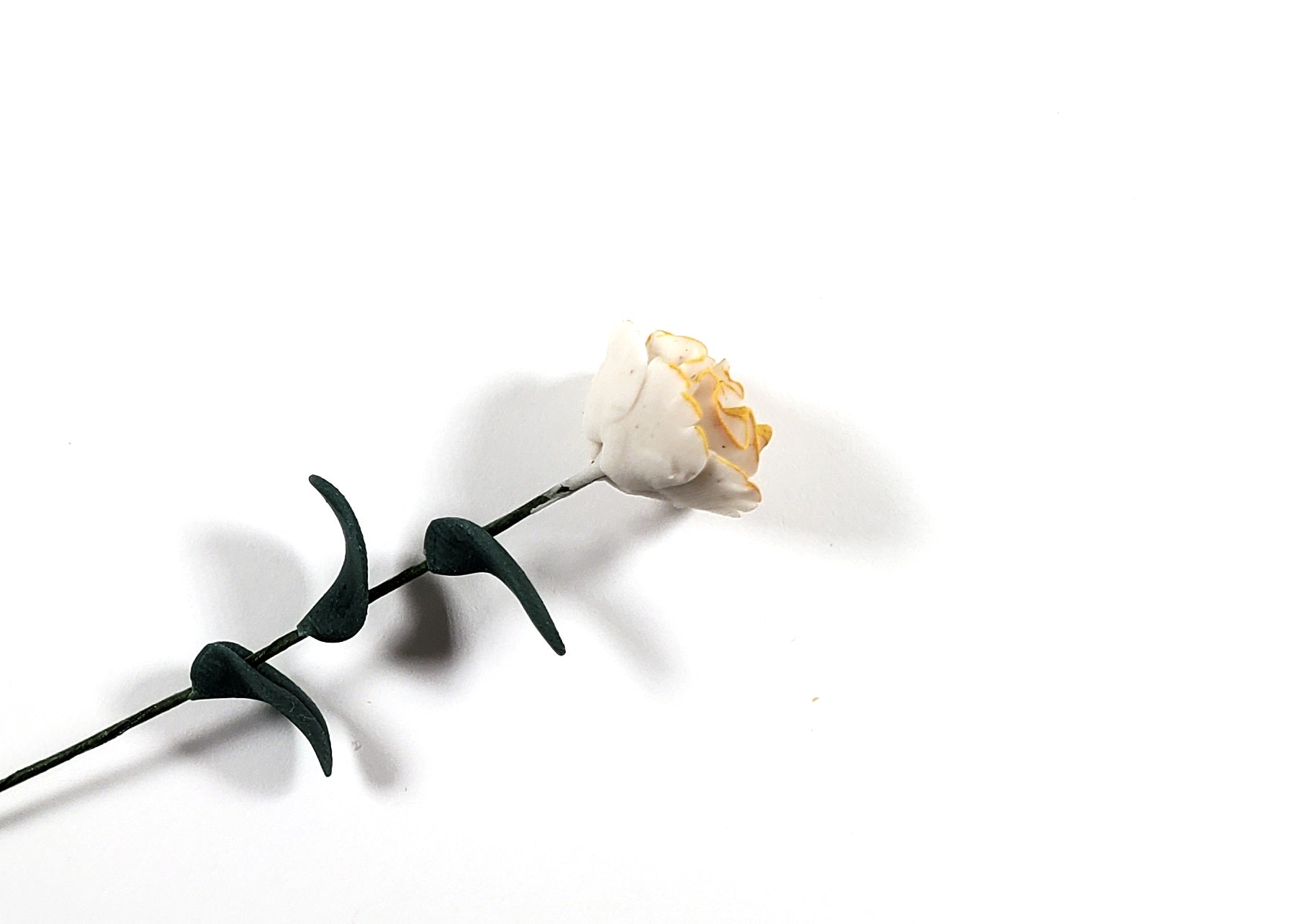 Dollhouse White & Yellow Frosted Carnation Single Stem 1:12 Scale Miniature