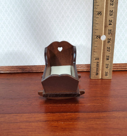 Dollhouse Cradle Small Crib for Nursery Walnut Finish 1:12 Scale Miniature Furniture