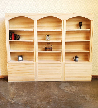 Dollhouse Library Bookcase or Shop Shelves 3 Bay 1:12 Scale Furniture Unpainted