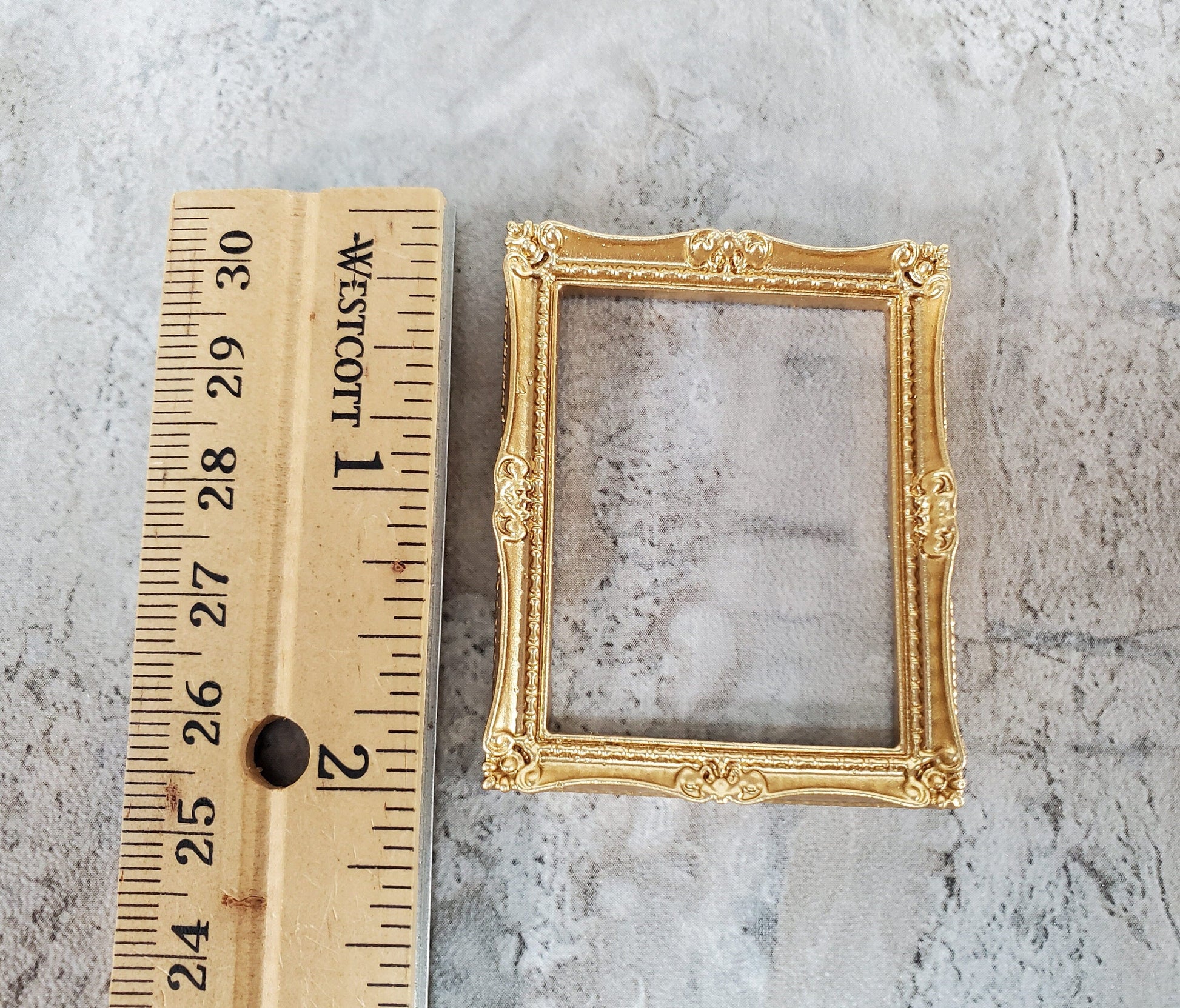 Dollhouse Picture Frame Gold for Paintings Medium Size 1:12 Scale Miniature