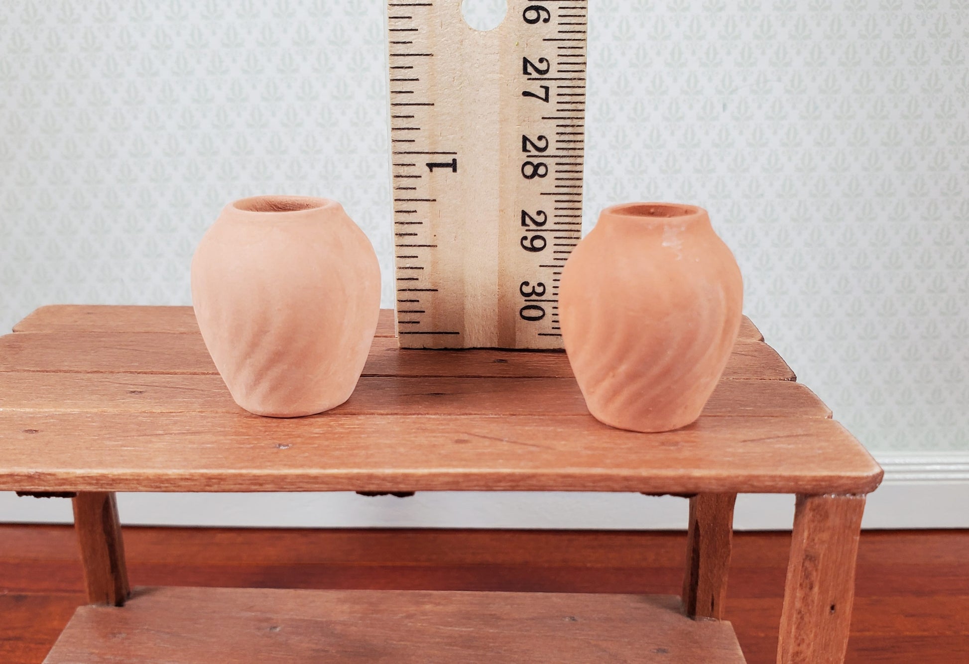 Dollhouse Terra Cotta Vase Set of 2 Unglazed 1:12 Scale Miniatures