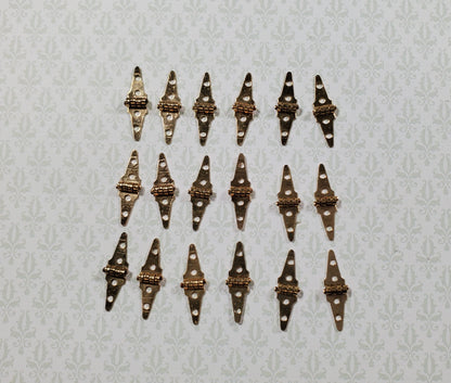 Dollhouse Miniature Triangle Hinges Working x24 Gold Brass 1:12 Scale w/Nails
