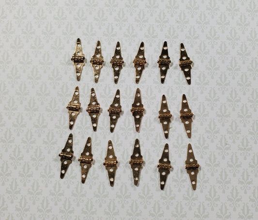 Dollhouse Miniature Triangle Hinges Working x24 Gold Brass 1:12 Scale w/Nails