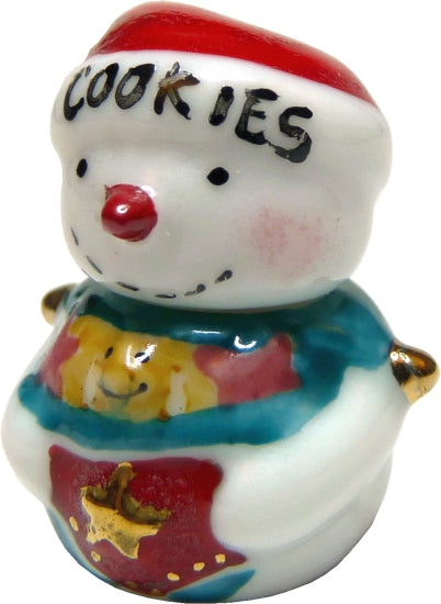 Dollhouse Ceramic Snowman Cookie Jar 1:12 Scale Miniature Dish