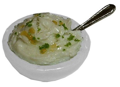 Dollhouse Mashed Potatoes in a Bowl with a Spoon 1:12 Scale Miniature Food