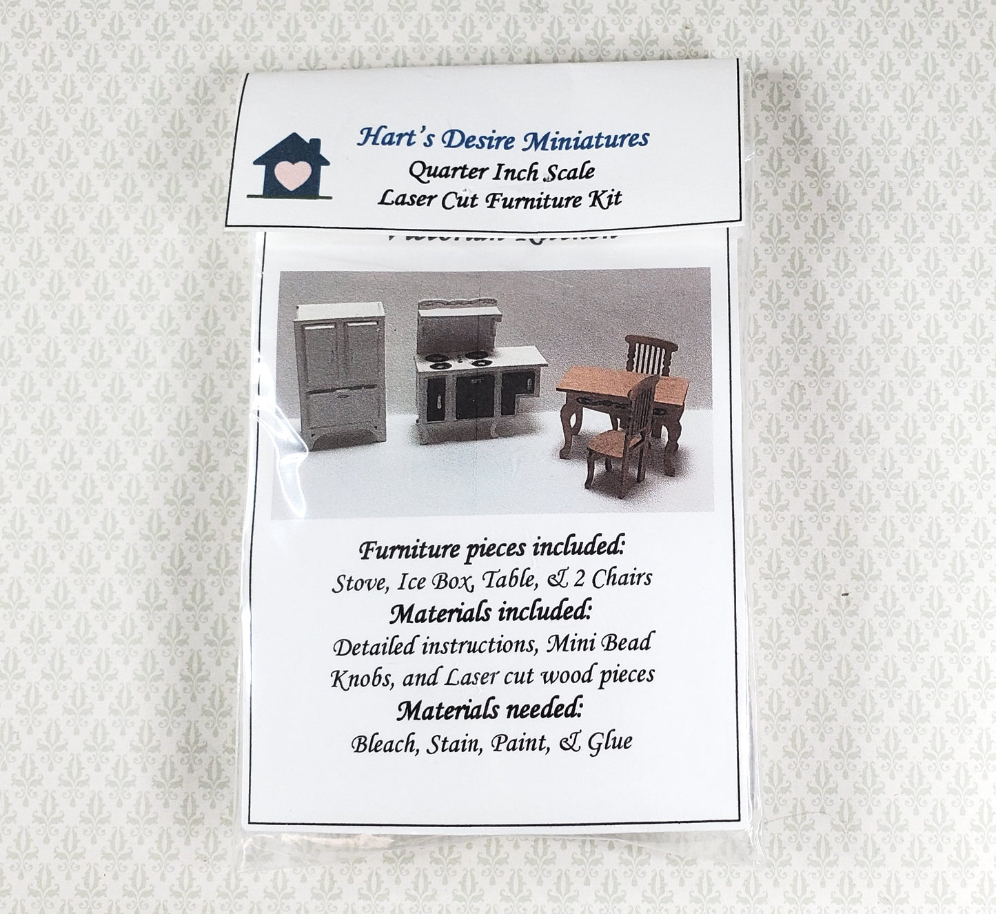 Dollhouse Quarter Scale Furniture Kit DIY Victorian Kitchen Set 1:48 Miniatures