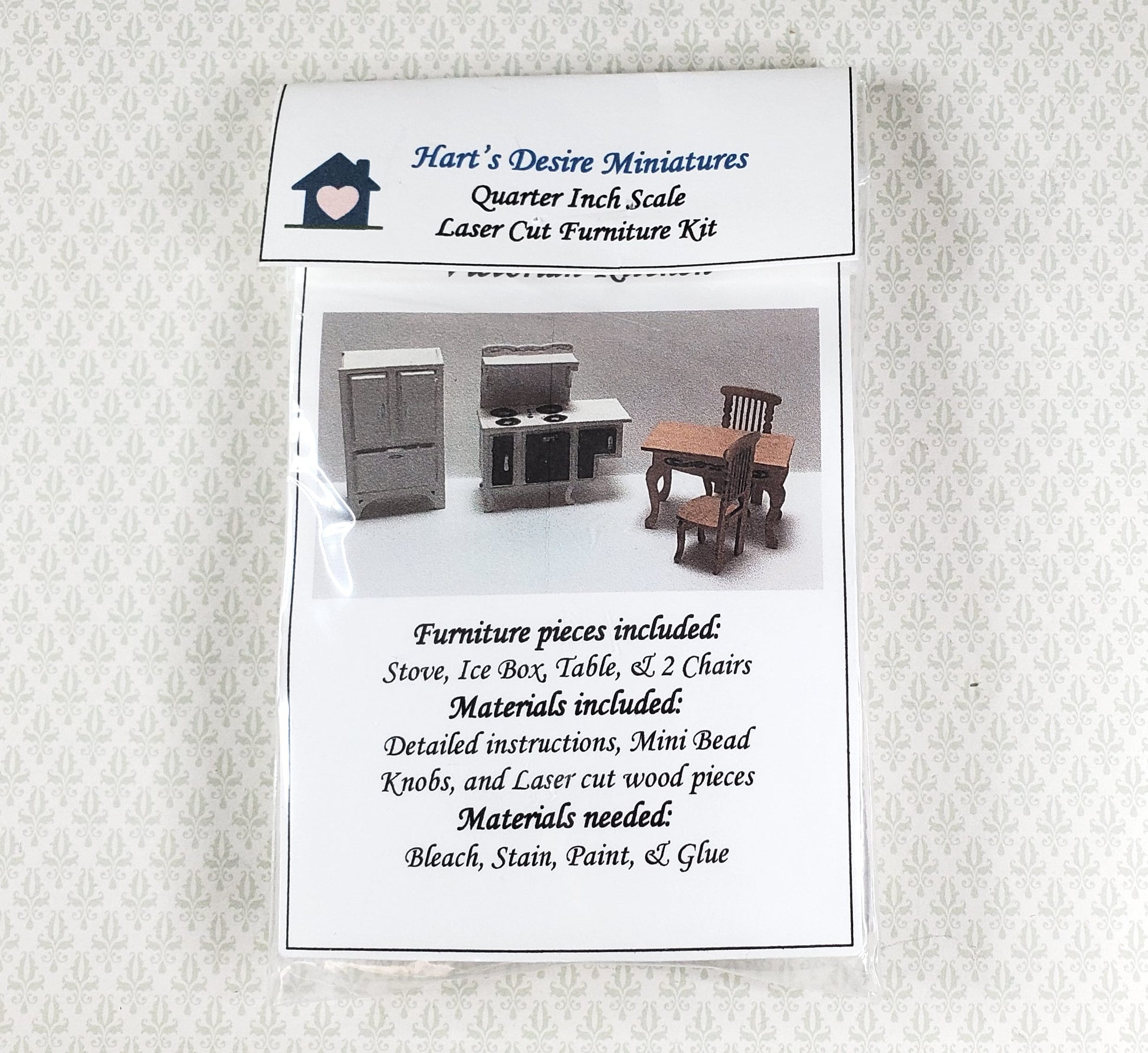 Dollhouse Quarter Scale Furniture Kit DIY Victorian Kitchen Set 1:48 Miniatures