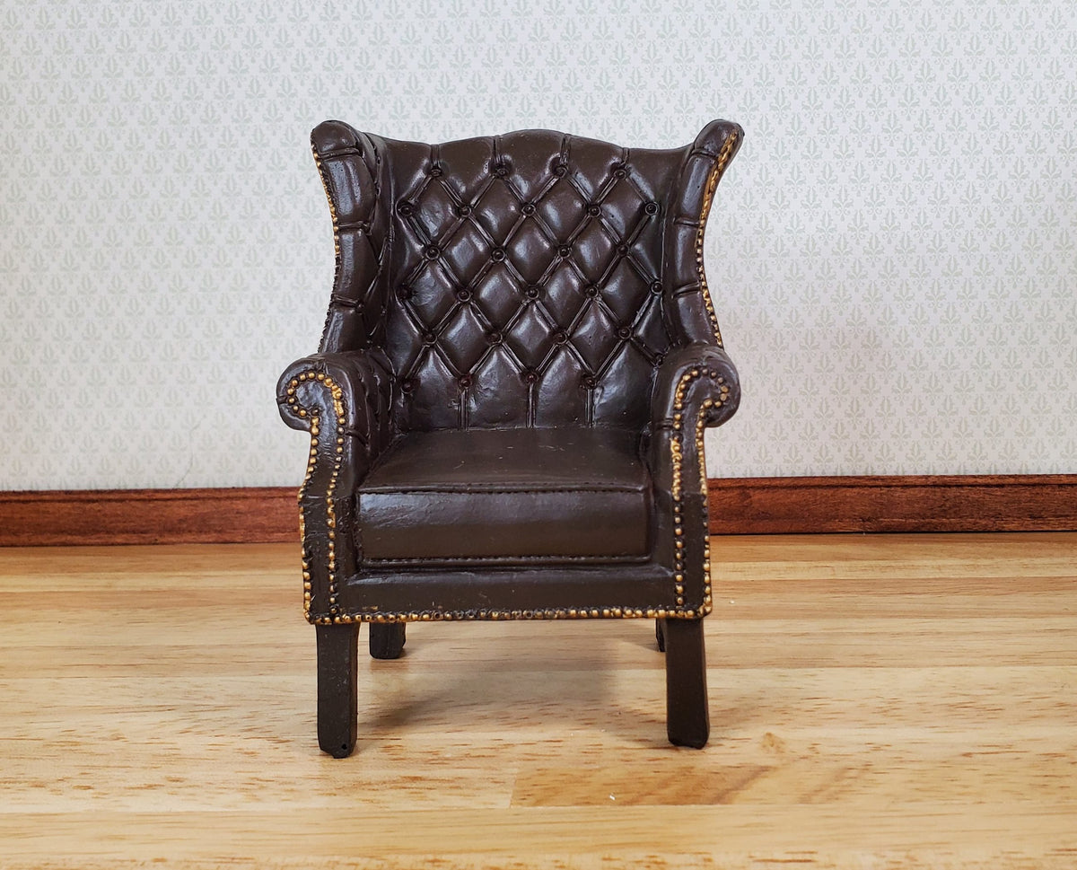 Dollhouse Chair Tufted Chippendale Resin Faux Leather 1:12 Scale by Reutter