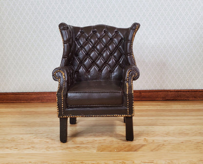 Dollhouse Chair Tufted Chippendale Resin Faux Leather 1:12 Scale by Reutter