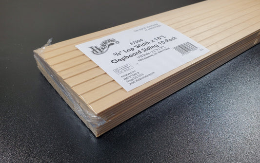 Dollhouse Clapboard Siding Panels 3/8" Lap Wood Paneling x10 Sheets 18" Long