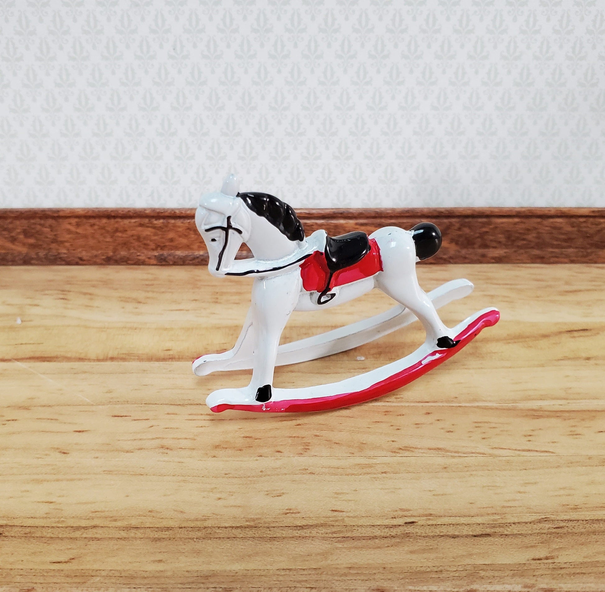 Dollhouse Rocking Horse Small Metal Toy for Nursery or Kids Bedroom
