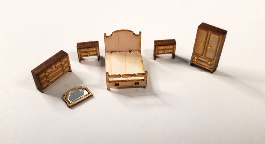 Dollhouse 1:144 Scale Furniture KIT DIY Bedroom Set Country Style Bed Dresser ++ - Miniature Crush