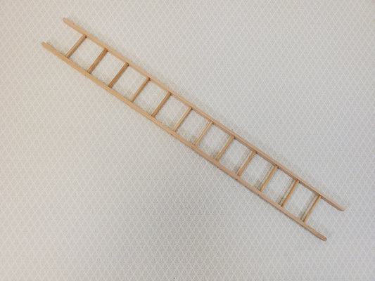 Dollhouse 13" Straight Ladder Tall Wood Unpainted 12 Rungs - Miniature Crush