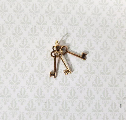 Dollhouse 3 Key Ring Set Vintage Style Large will work with 1:12 or 1/6 Miniatures - Miniature Crush