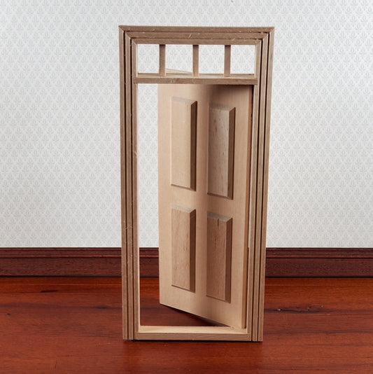 Dollhouse 4 Panel Transom Door 1:12 Scale Miniature Wood Interior or Exterior - Miniature Crush